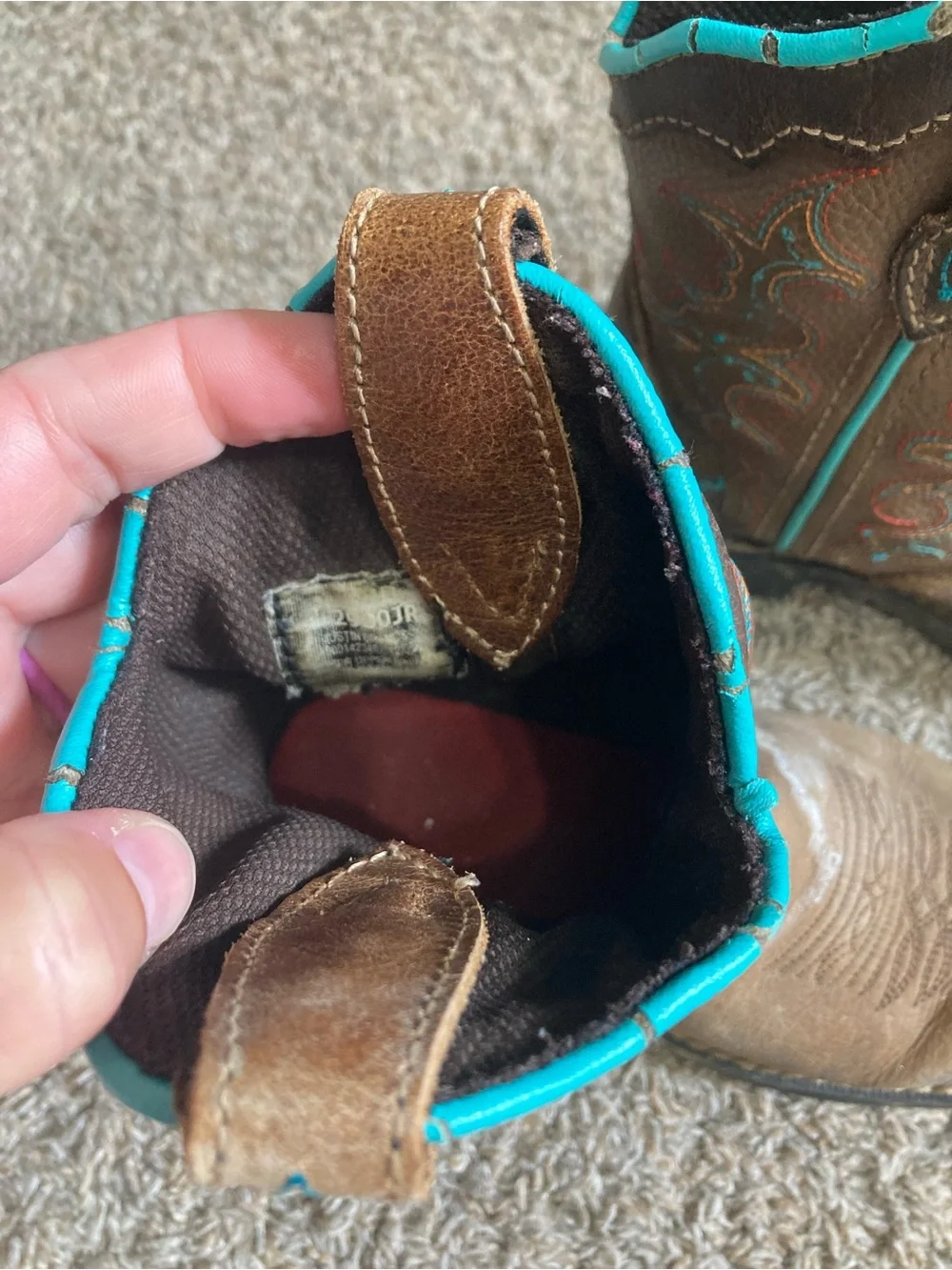 Girls Brown Leather Cowboy Boot Lot In Good And Play Condition